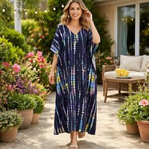 Kaftan Dress Caftan Maxi Tie Dye Waterfall OS NEW 💙 LAST 1